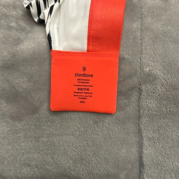 ThirdLove Black and White Bra with orange Accents - Picture 4 of 8